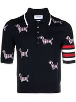 Thom Browne polo à logo Hector en intarsia - Bleu