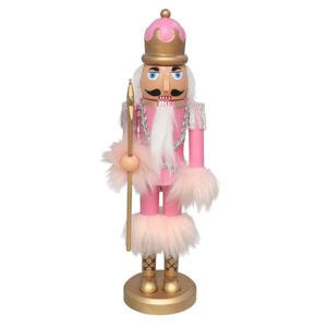 Notenkraker decoratie figuur/beeldje - 28 cm - roze - kunststof - kerst