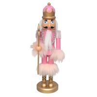 Notenkraker decoratie figuur/beeldje - 28 cm - roze - kunststof - kerst - thumbnail