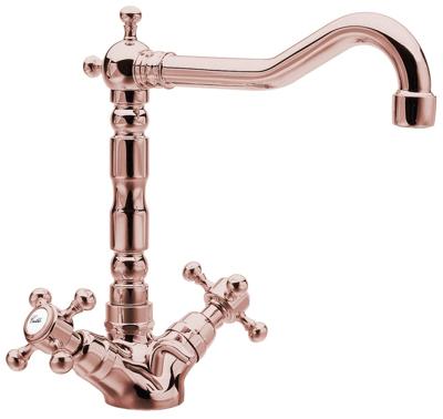 Sapho Antea klassieke wastafelkraan met afvoerplug retro rose goud
