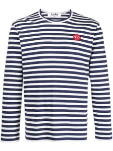 Comme Des Garçons t-shirt rayé à patch logo - Bleu