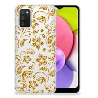 Samsung Galaxy A03S TPU Case Gouden Bloemen