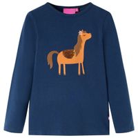 Kindershirt met lange mouwen dierenprint 128 marineblauw