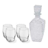 Glazen whisky/water karaf 900 ml met 4x whiskyglazen 360 ml - thumbnail