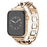 By Qubix - Metalen quick-release ketting band - Rosé/champagne goud - Compatible met Apple watch 44mm / 45mm / 46mm / 49mm - Compatible Apple watch