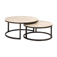 Richmond Ronde Salontafel Avalon Travertin Set van 2 stuks, 85cm - Brons - thumbnail