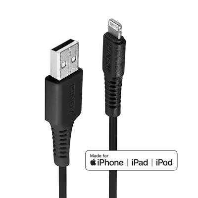 LINDY USB-kabel USB 2.0 USB-A stekker, Apple Lightning stekker 3.00 m Zwart 31322
