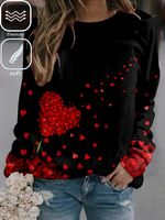 Casual Heart/Cordate Crew Neck Loose Sweatshirt