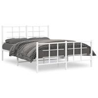 Bedframe met hoofd- en voeteneinde metaal wit 140x190 cm - thumbnail