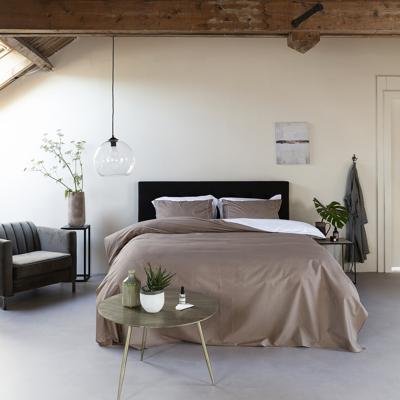 Egyptisch Katoen Double Face - Taupe/Wit Egyptisch Katoen Double Face - Taupe/Wit