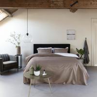 Egyptisch Katoen Double Face - Taupe/Wit