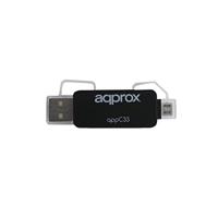 Approx APPC33 Adapter voor SD/Micro SD/MMC met USB en micro-USB, zwart