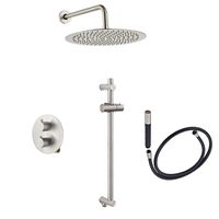 Saniclear Exclusive Pro inbouw regendouche 30cm rond met wandarm en glijstang RVS - thumbnail