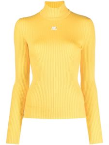 Courrèges pull nervuré à logo imprimé - Jaune