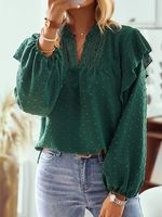 Loose Lace Plain Casual Shirt