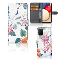 Samsung Galaxy A03s Telefoonhoesje met Pasjes Bird Flowers