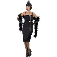 Flapper dress jaren 20 Twenties verkleedkleding zwart voor dames 44-46 (L)  - - thumbnail