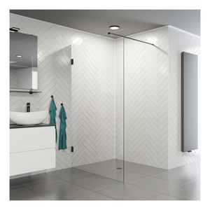 Inloopdouche SaniClear Modern | 90x200 cm | Profieloos | Helder glas | Zwart mat beslag