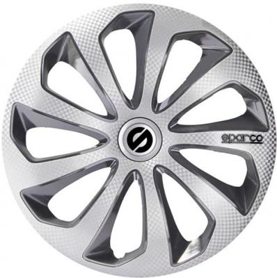 Sparco wieldoppen Sicilia 15 inch ABS zilver/grijs set van 4 Sparco wieldoppen Sicilia 15 inch ABS zilver/grijs set van 4