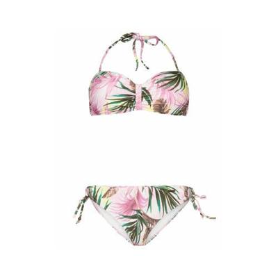 Protest strapless bandeau bikini Barbera met all over print wit/groen/roze Protest strapless bandeau bikini Barbera met all over print wit/groen/roze