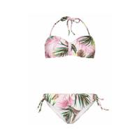 Protest strapless bandeau bikini Barbera met all over print wit/groen/roze