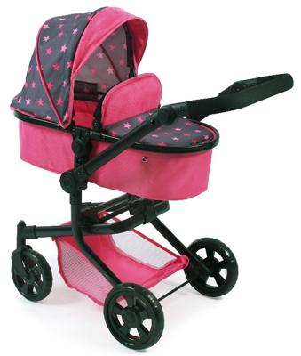 Combi poppenwagen Mika - Stars Pink
