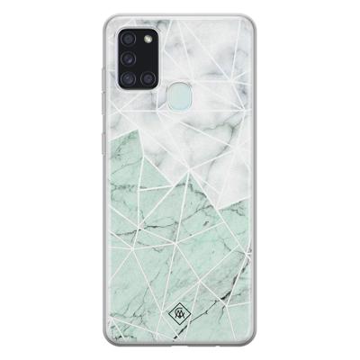 Samsung Galaxy A21s siliconen telefoonhoesje - Marmer mint mix Samsung Galaxy A21s siliconen telefoonhoesje - Marmer mint mix