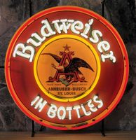 Budweiser Jaren 50 Stijl Logo Neon Verlichting Met Achterplaat 65 x 65 cm