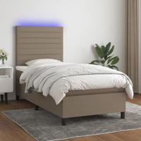 vidaXL Boxspring met matras en LED stof taupe 80x200 cm, bed, boxspringbed, tweepersoonsbed, slaapmeubel, boxspring bed, bed met matras, bedframe