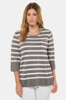 Ulla Popken pullover, 3/4 mouwen, borstzakje - Grote Maten