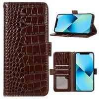 Crocodile Series iPhone 14 Wallet Leren Hoesje met RFID - Bruin