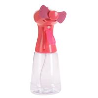 Roze hand ventilator met water verstuiver 22 cm   -