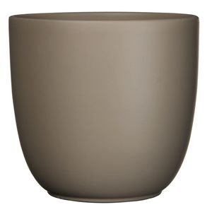 Bloempot mat taupe bruin keramiek voor kamerplant H28.5 x D31 cm