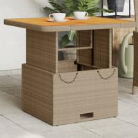 Tuintafel 80x80x71 cm poly rattan en acaciahout beige - thumbnail