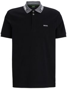 BOSS polo en coton à logo imprimé - Noir