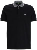 BOSS polo en coton à logo imprimé - Noir