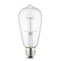 Edison Vintage LED filament lichtbron Drop - Helder - ST64 Deco - Retro LED lamp - 6.4/6.4/14cm - geschikt voor E27 fitting - 2W 160lm 3000K - warm wit licht - thumbnail