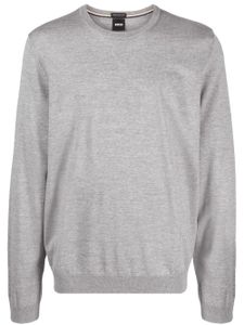 BOSS round-neck virgin-wool jumper - Gris