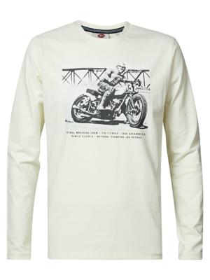 Petrol Industries Heren Vintage Flat Tack T-Shirt Lange Mouwen Air white - XXL