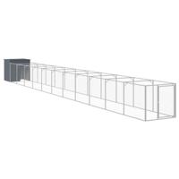 vidaXL Hondenhok met ren 110x1221x110 cm staal antracietkleurig, hondenkennel, hondenverblijf, huisdierenhok, hondenbench, dierenverblijf