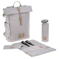 Lässig 1103025200Babyluierrugzak met aankleedkussen, kinderwagenbevestiging, flessenwarmer waterafstotend duurzaam geproduceerd/Rolltop Backpack grijs,