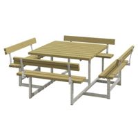 Picknicktafel Vierkant Blokhus Geimpregneerd Hout 4 Rugleuningen - thumbnail