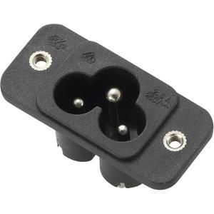 TRU COMPONENTS 1572263 Apparaatstekker (koud) Stekker, inbouw verticaal Totaal aantal polen: 2 + PE 2.5 A Zwart 1 stuk(s)