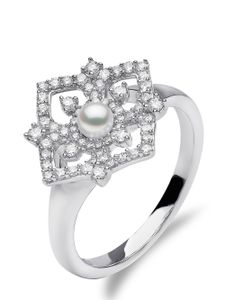 Yoko London bague Petal en or blanc 18ct sertie de diamants et de perles - Argent