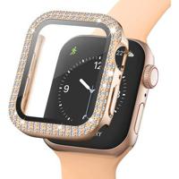 Strass Decoratief Apple Watch SE (2022)/SE/6/5/4 Cover met Screenprotector - 40mm - Rose Gold - thumbnail