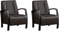 Set van 2 Donkerbruine leren industriële stalen fauteuils Glamour - Hermes Leer Caffe (donkerbruin leer)