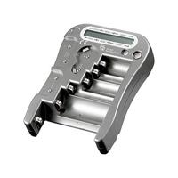 Goobay 78325 Batterijtester voor alle batterijen en accu's, batterijtester voor AAA/AA/C / 9V / D/N & 1,5 V knoopcel, batterijtestapparaat, lcd-display, grijs