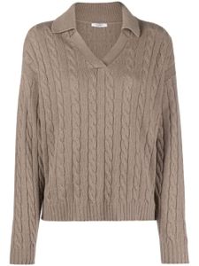 Peserico cable-knit wool-blend polo jumper - Marron