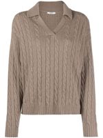 Peserico cable-knit wool-blend polo jumper - Marron - thumbnail