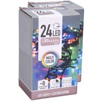 Kerstverlichting - 2 stuks - gekleurd - 180 cm - met timer - 24 leds - thumbnail